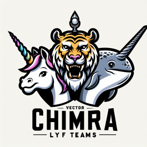 vector logo design, sports theme, three heads, a unicorn on the...