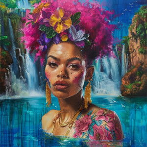 A 4K glossy oil painting hyper-realistic image of a large full-f...