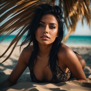 “A highly detailed and lifelike image of a Indian woman posing o...