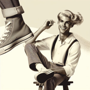 A stylish and charming blonde woman aged between 19-25, showcasi...