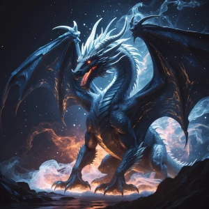 Dramatic splash art. A gothic dragon transforms into a swirling...