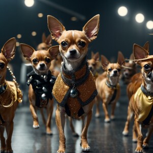 Design an 8K Ultra HD 3D animation of bipedal, humanoid Chihuahu...