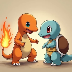 Generate an image of Charmander, the Fire-type Pokémon, engaged...