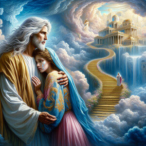 An oil painting depicting a light-skinned African-American Jesus...