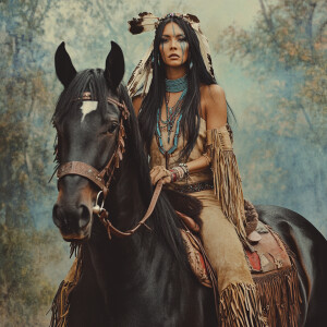 Create a hyper-realistic detailed image featuring a Native Ameri...