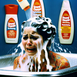 Create a color photograph of an actress going off script and cry...