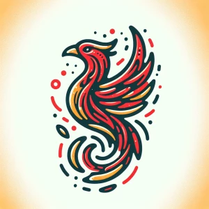 A phoenix bird tattoo style.
With red accented outline and a hin...