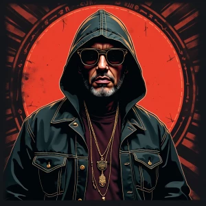 Design a rap album cover " КАРТИНА ФЕРЗЯ НА ШАХМАТНОЙ ДОСКЕ  В Ч...