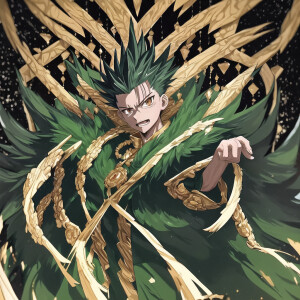 "Create a highly detailed and stylized portrait of Gon Freecss f...