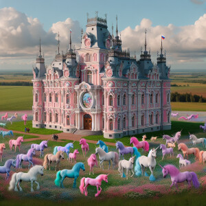 pink castle with pony land in russia