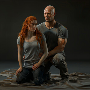 A photorealistic high resolution image. Light ginger haired fema...