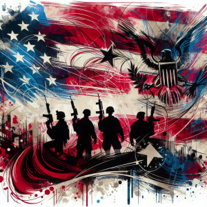 A vibrant, painterly splash art piece honoring soldiers for Memo...