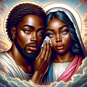 Ensure that the image distinctly represents both Jesus Christ an...