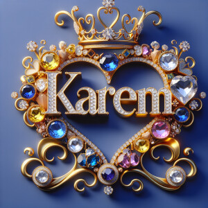 VCraft a 3-D image showcasing the name 'KAREN' in a luxurious go...