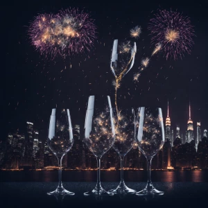 Create a stunning dazzling vivid Happy New Year’s gif with firew...