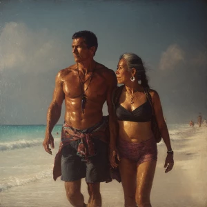 hyperRealism photo painting.a muscular sweaty  employer man walk...