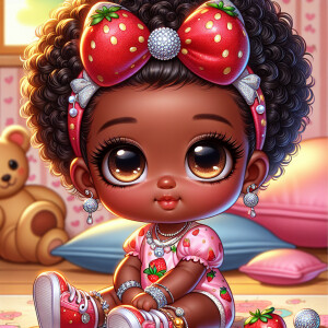 Create a high-resolution HDR illustration of an adorable African...