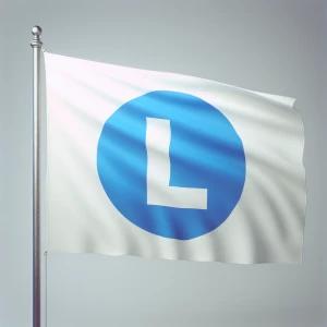 White flag with a blue L