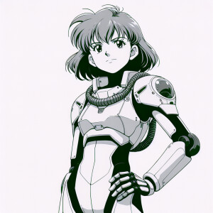 1990s anime screencap, girl a plugsuit, standing with hands on h...