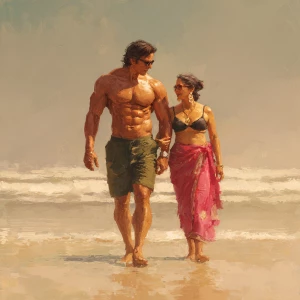 hyperrealistic digital painting.a muscular sweaty villain man,...
