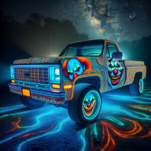 1983 C10 truck  with UV-reflective iridescence, evoking a sense...