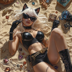 Photorealistic image of Felicia Hardy, also known as Black Cat f...