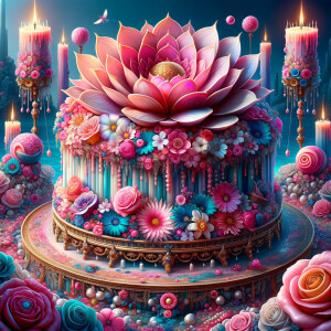 Craft a digital artwork that dramatically amplifies the colorful...