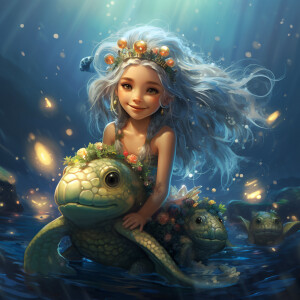 adorable happy girl elf fairy water trolls with sparkling univer...