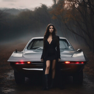 I want a girl who is standing on the car