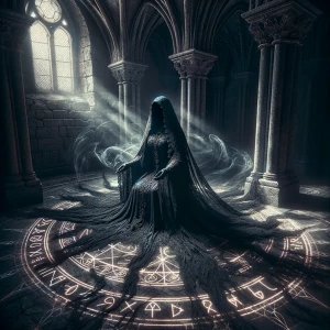 "In a forgotten crypt beneath a decaying cathedral, a veiled pri...