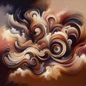 Illustration of abstract art in shades of brown and beige, formi...