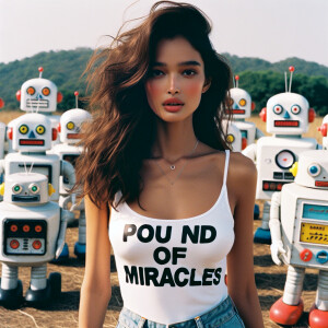 Color film photograph of stunning 25-year-old brunette woman dan...