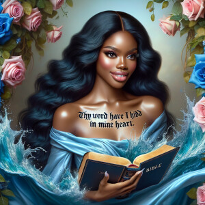 Create an image of an ultra-light-skinned African-American woman...