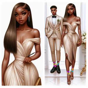 D image of a beautiful light skin, African-American young woman...