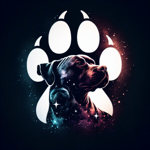 double exposure image silhouette of a dog paw print, inside the...