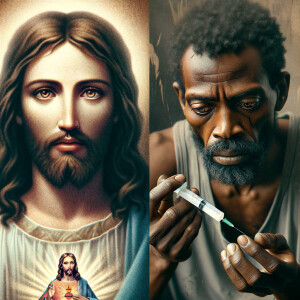 Can you help me create a African-American Jesus with medium with...