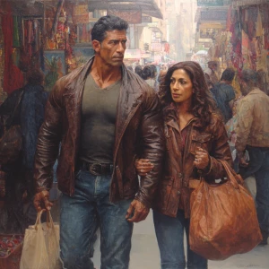 hyperrealism painting.a indian criminal sweaty muscular beefy m...