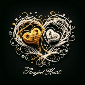Create an image of intertwined hearts crafted from white and yel...