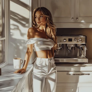 A stunning, lifelike depiction of a light brown haired supple bo...