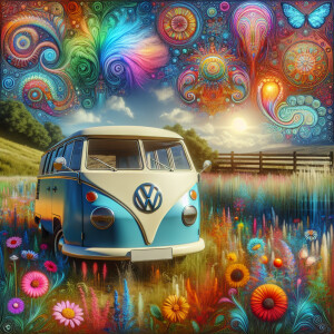 create a dreamy realistic bohemian theme colorful scene with vol...