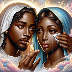 Ensure that the image distinctly represents both Jesus Christ an...