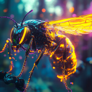 eye-catching, hyper-surrealism, neon glowing, bio-illuminated, r...