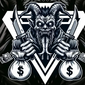 Create a bold horror themedmascot logo featuring a menacing crea...