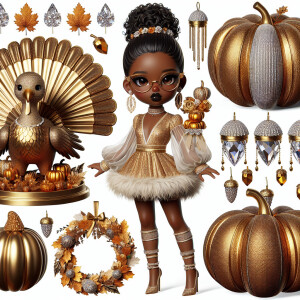 Create a 3D girly  collection featuring a sophisticated chibi-st...