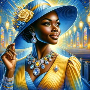 A spiritually enriching illustration portrays an African America...