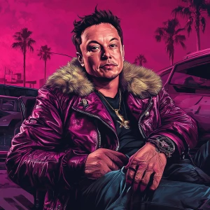 Elon Musk in GTA art style — — highly detailed character portra...