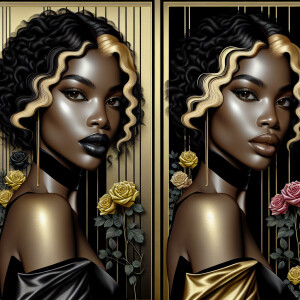 Create a vertical 3-D portrait of a light-skinned African-Americ...