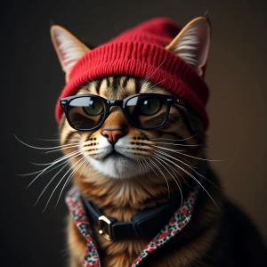 gangsta rapper cat with a slight smile