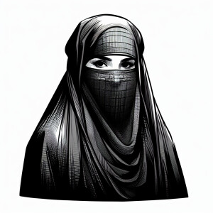 draw a girl in a burqa so that her face and body outline are not...