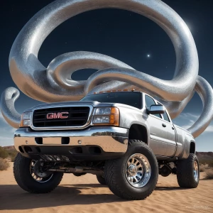 an intricately designed and ornamental silver 2002 GMC extende...